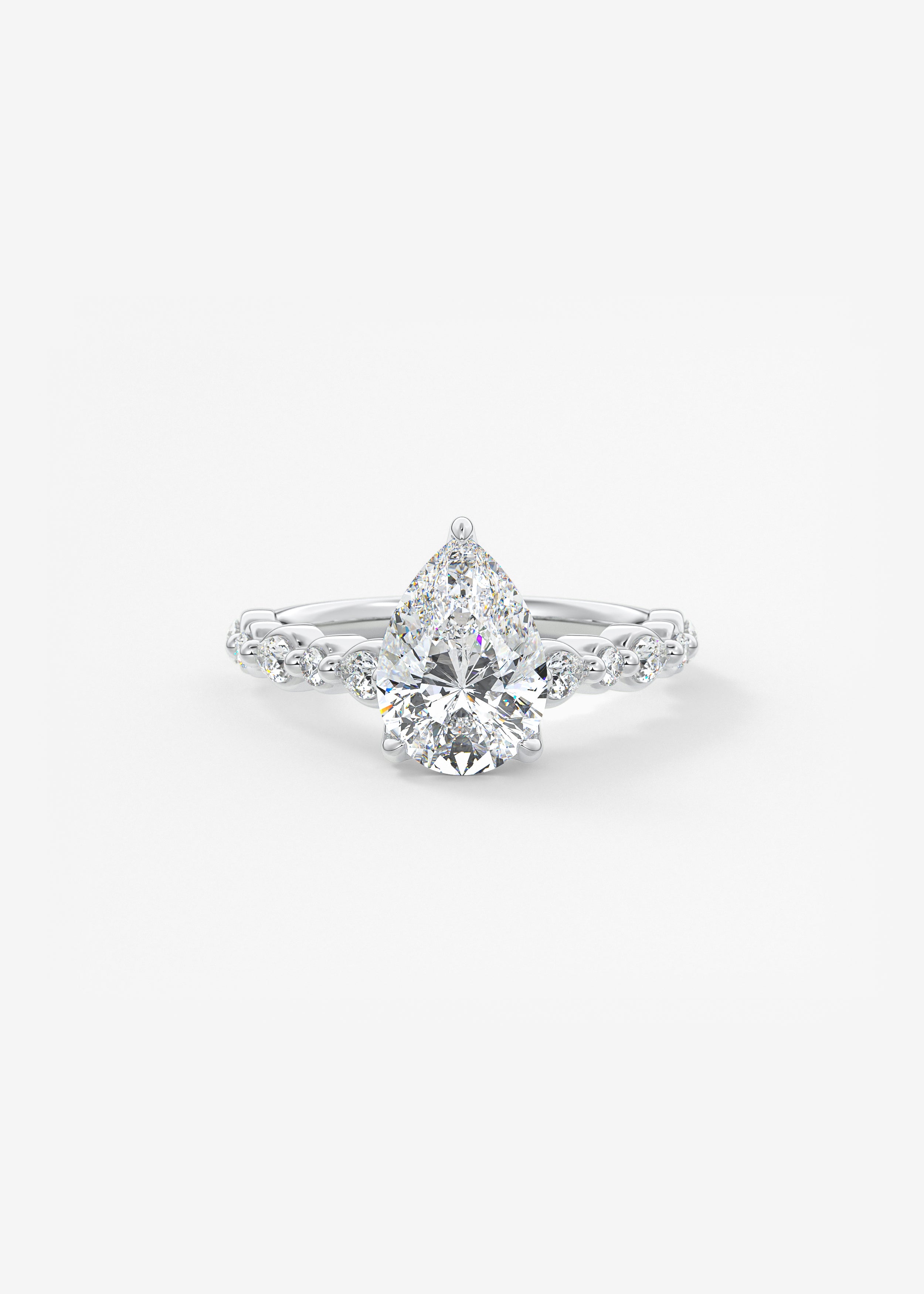 The Chantilly engagement in WG metal featuring Pear cut with Prong,Diamond Details setting