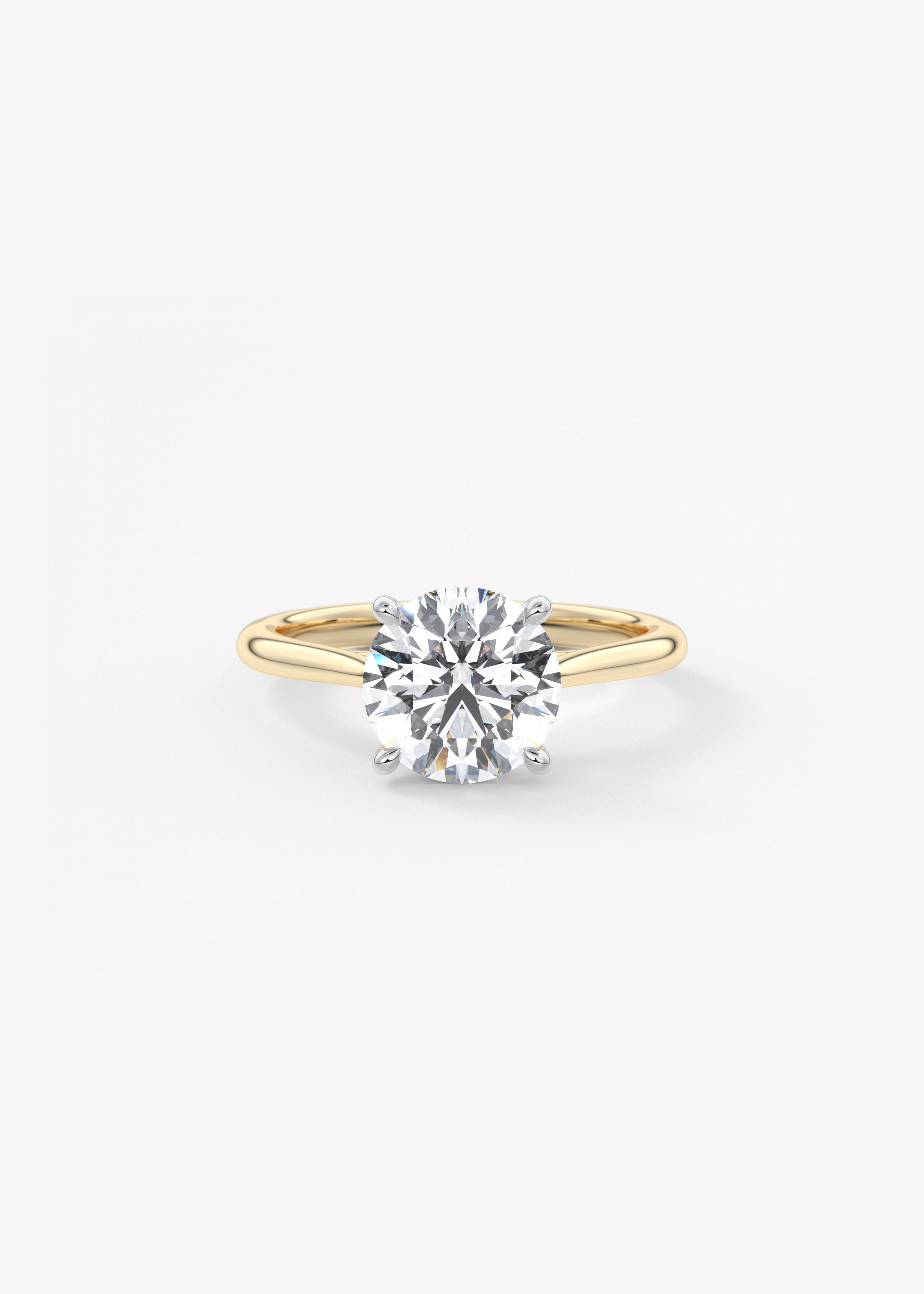 The Cathedral Two Tone  engagement in YG metal featuring Round cut with Solitaire,Prong,Cathedral,Two Tone setting