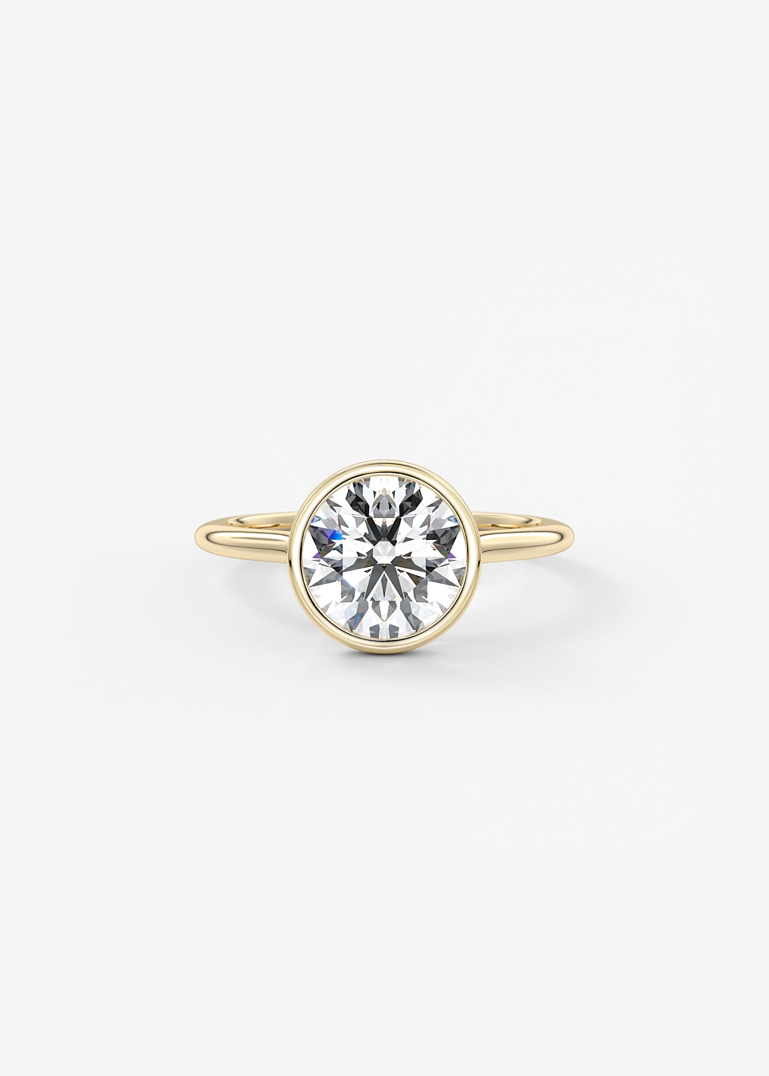 Breezy Bezel  engagement in YG metal featuring Round,Old European cut with Solitaire,Bezel setting