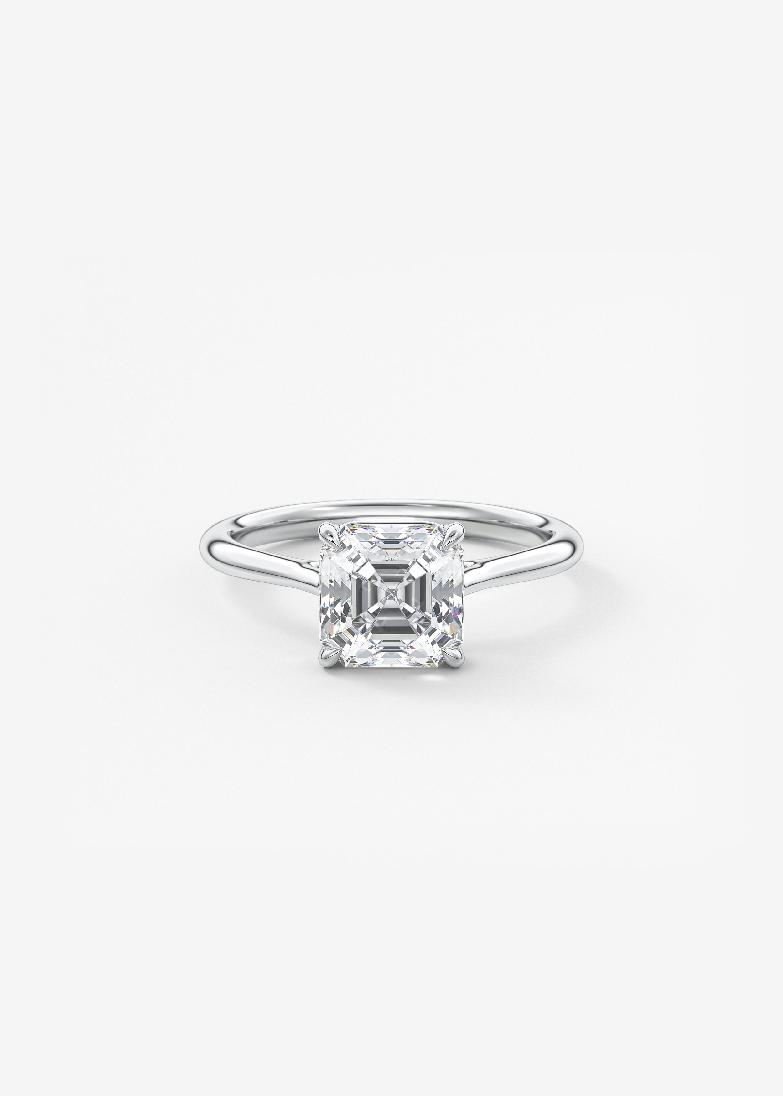 The Cathedral  engagement in WG metal featuring Asscher cut with Solitaire,Prong,Cathedral setting