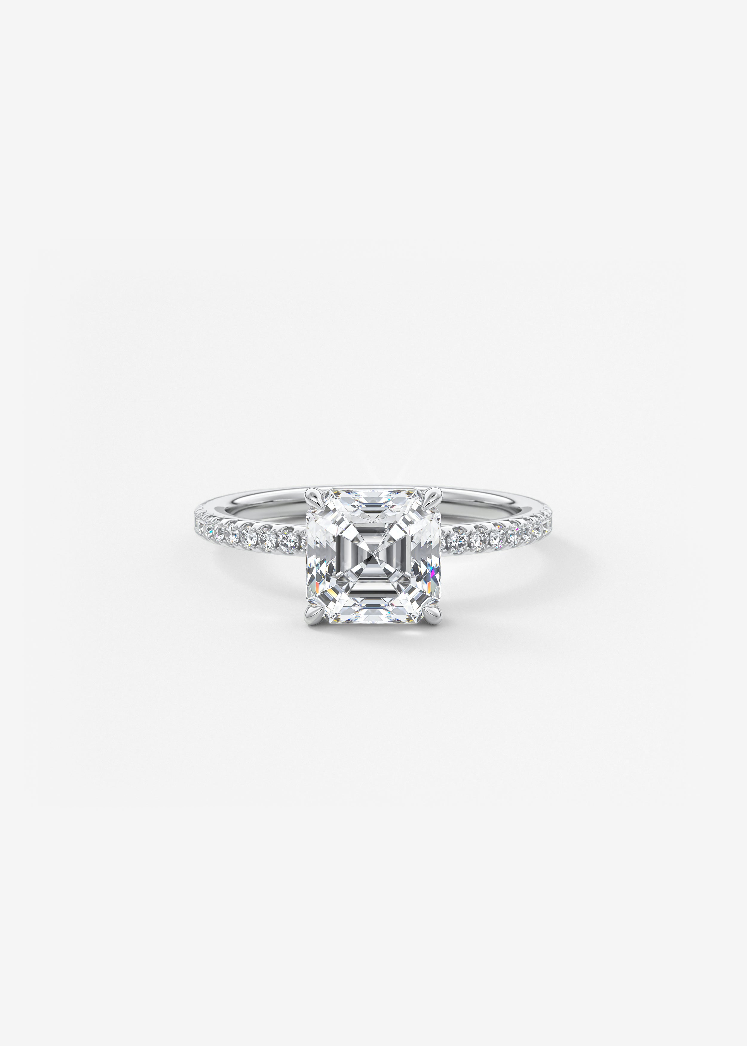 Harper Pavé  engagement in WG metal featuring Asscher cut with Prong,Pave setting