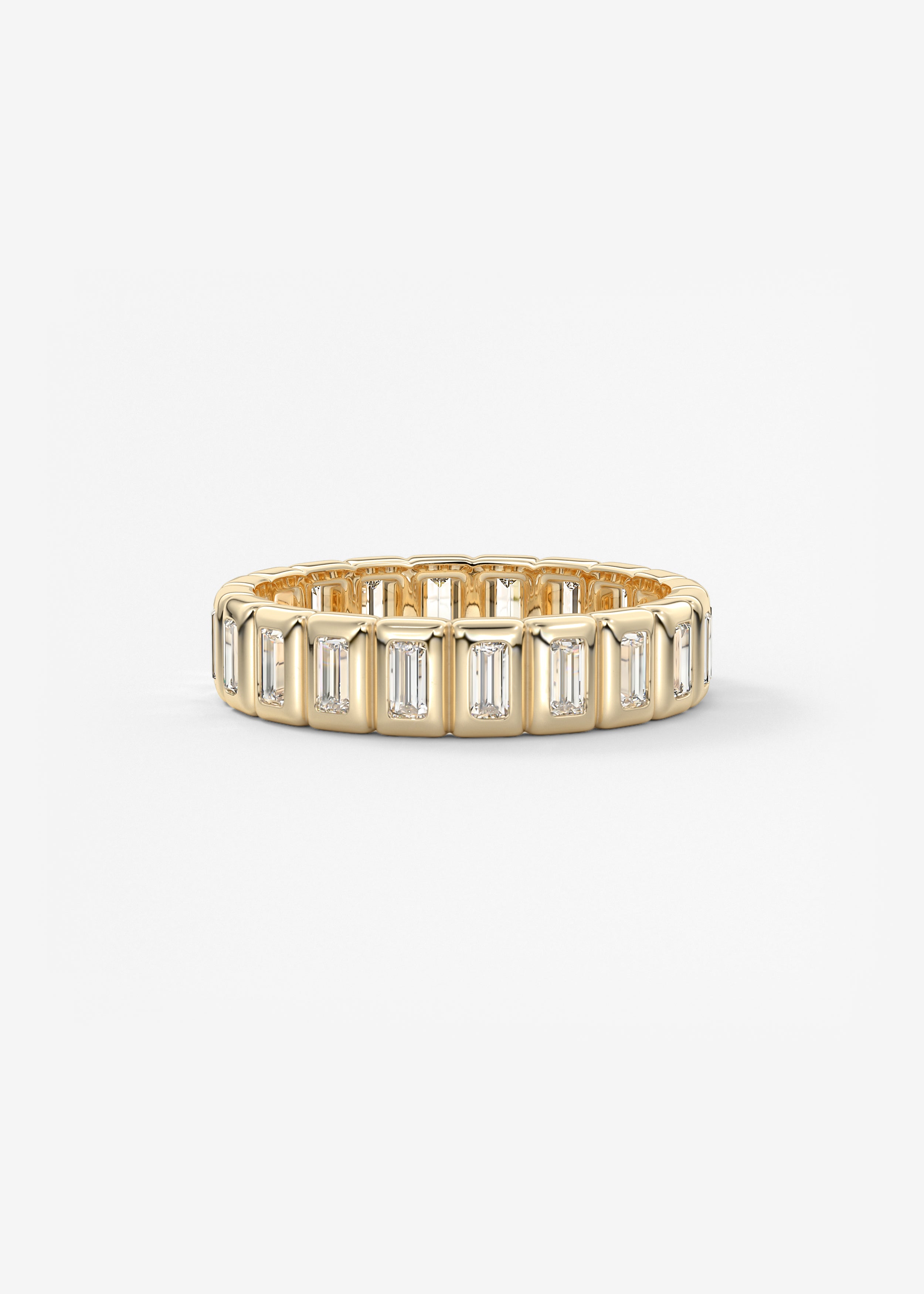 The Briquette wedding in YG metal featuring None,Baguettes cut with Stacking,Pave,Eternity setting