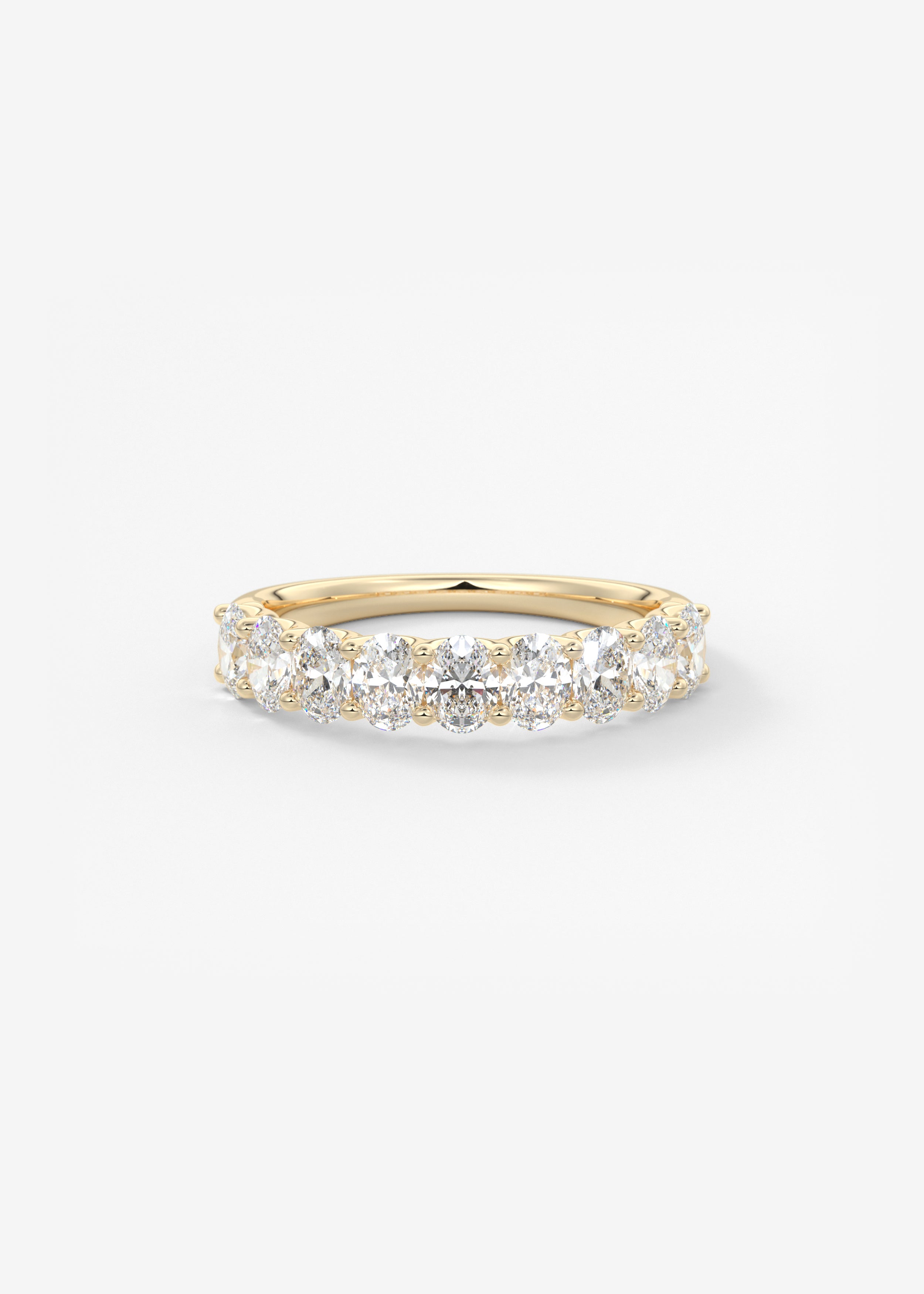 The Oval Scallop Half Eternity 4mm wedding in YG metal featuring Oval cut with Anniversary,Pave,Eternity,Statement setting