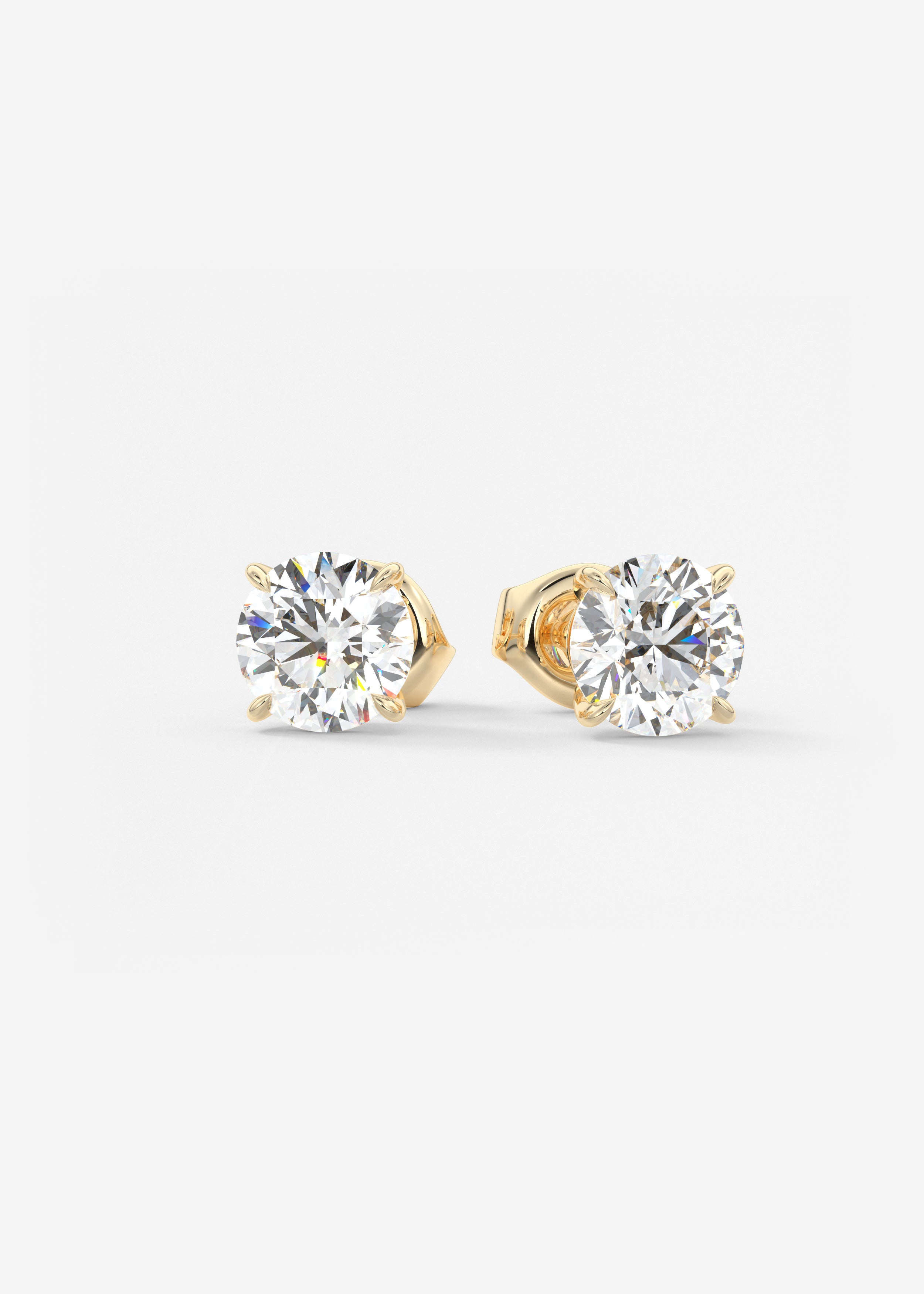 The OG stud in YG metal featuring Round,Round Brilliant cut with Prong,Solitaire setting