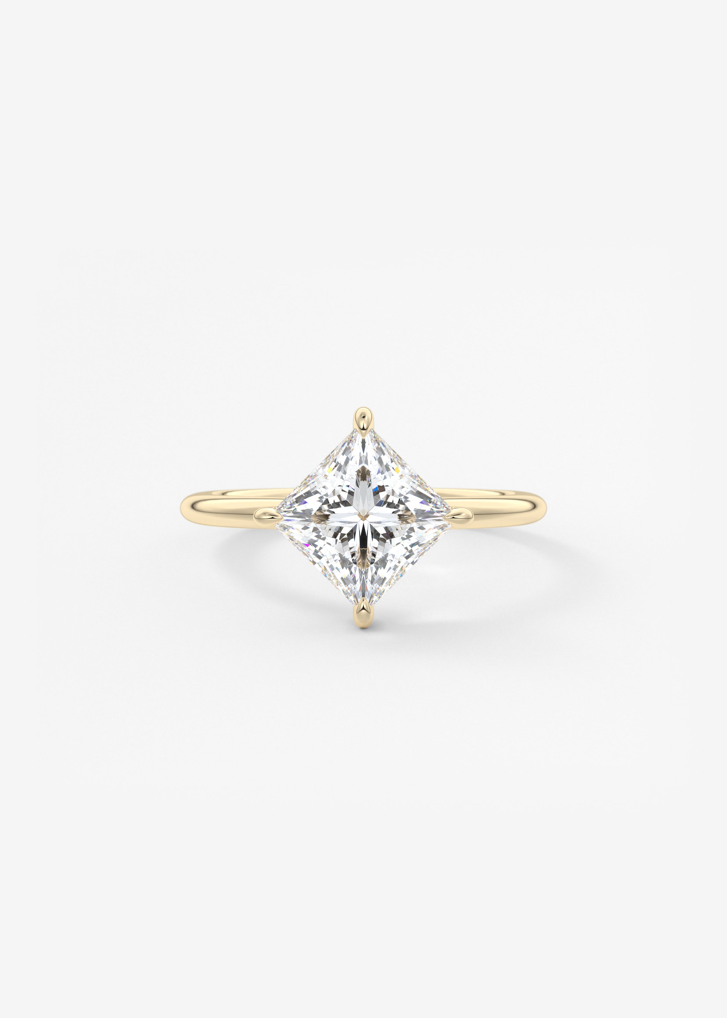 Plunge Hidden Halo  engagement in YG metal featuring Princess cut with Solitaire,Prong,Hidden Halo setting