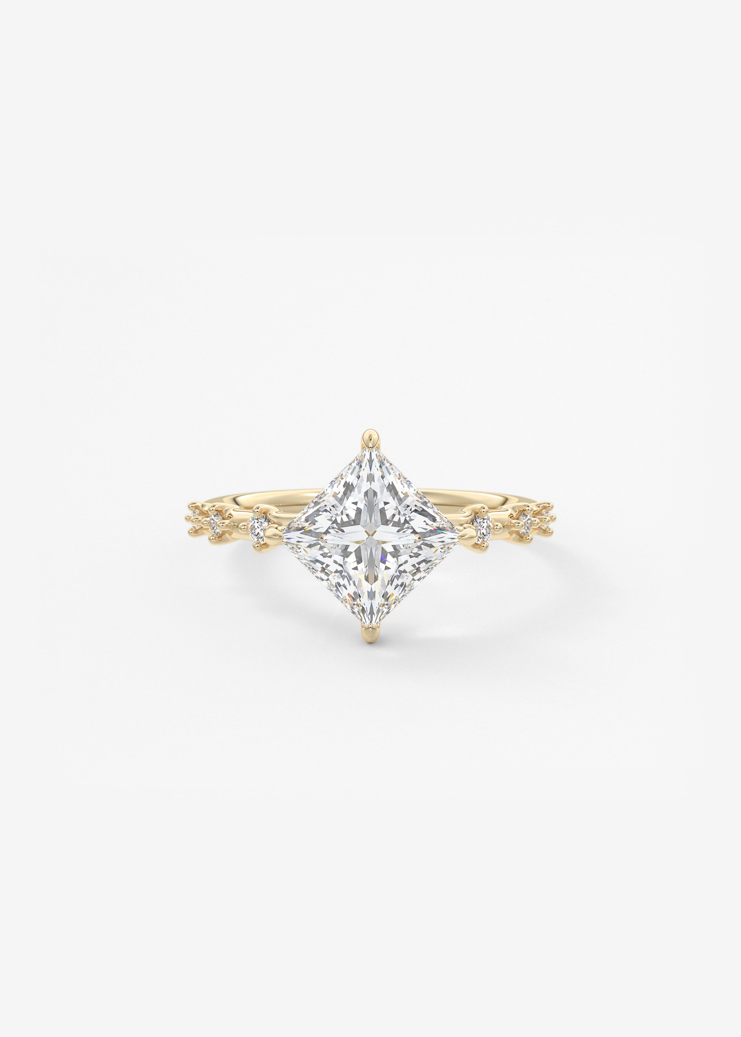The Starlette  engagement in YG metal featuring Princess cut with Prong,Diamond Details setting