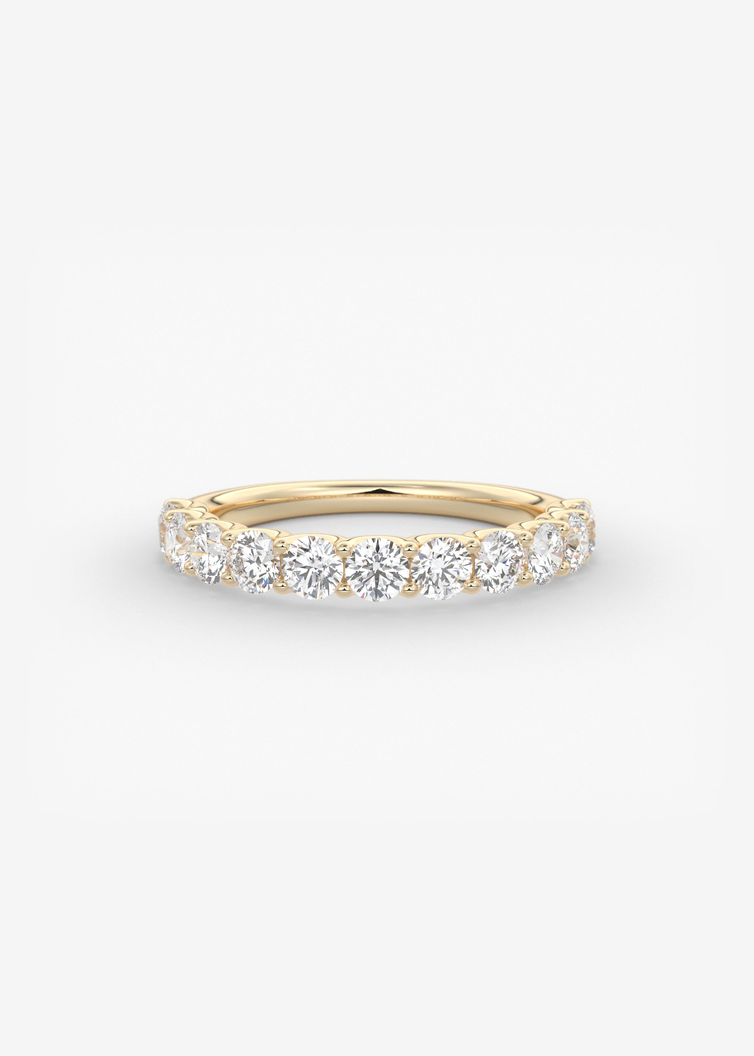 The Round Scallop Half Eternity wedding in YG metal featuring undefined cut with Anniversary,Pave,Eternity setting